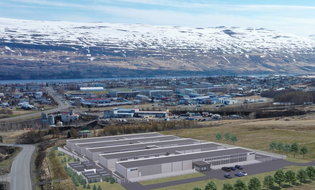 Tölvumynd af öllum áföngum gagnaversins á Hlíðarvöllum